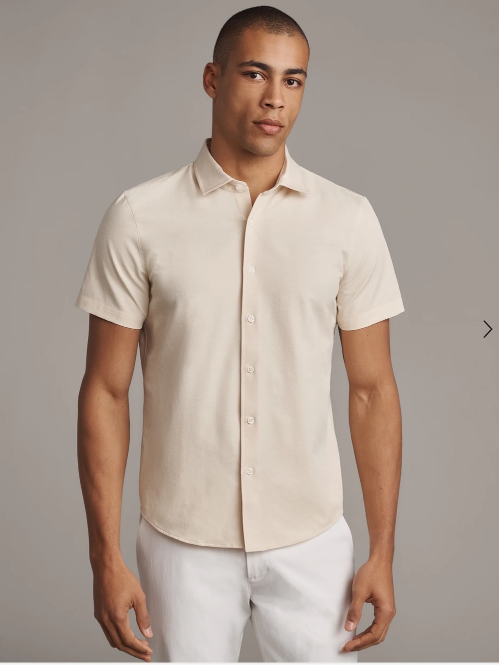 Rhone Brezza Shirt Mens Medium Beige Linen Blend Short Sleeve Button Up NWT (1)